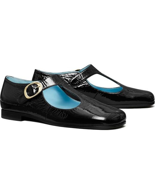 Tory Burch Black T-Strap Flat