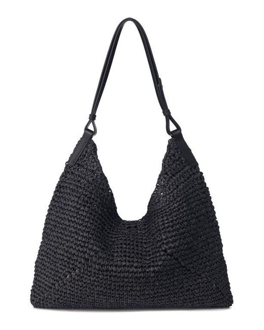 orYANY Black Raffia Triangle Shoulder Bag