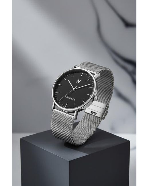 NCMPRBL Black Advance Night Cap Mesh Strap Watch, 40Mm