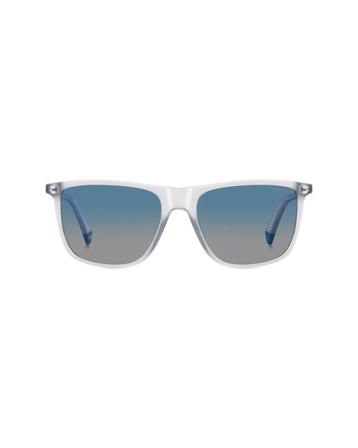 Polaroid Blue 55Mm Gradient Polarized Rectangular Sunglasses for men