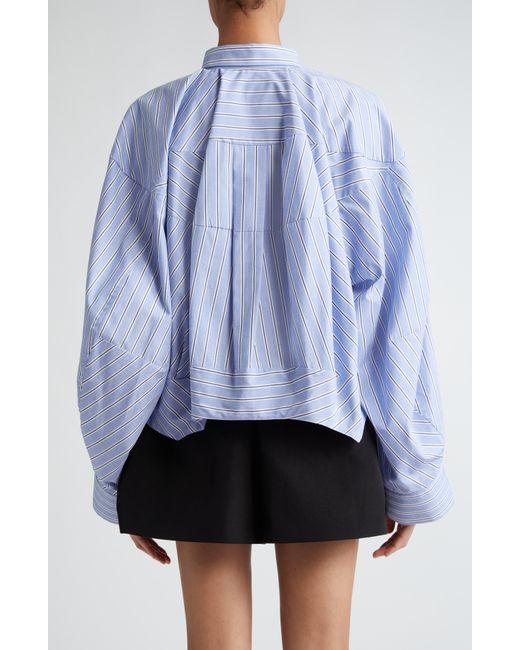 Sacai Blue Stripe Poplin Crop Button-up Shirt