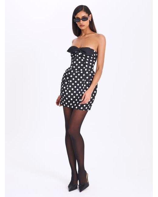 Miss Circle Blue Tahira Polka Strapless Mini Dress With Bow