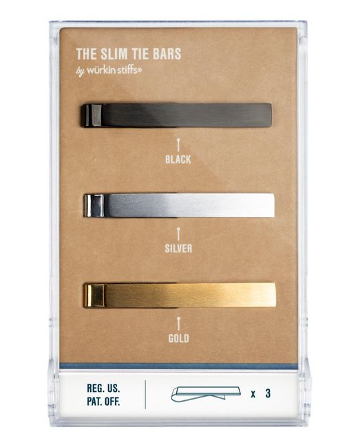 Würkin Stiffs Natural Set Of 3 Slim Tie Bars
