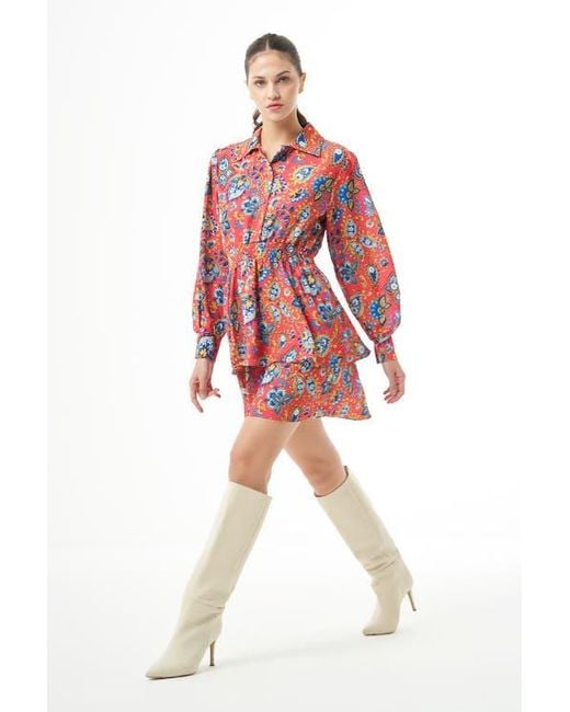Mizalle Long Sleeve Flowy Mini Dress in Red | Lyst Mizalle Long Sleeve Flowy Mini Dress in Red | Lyst