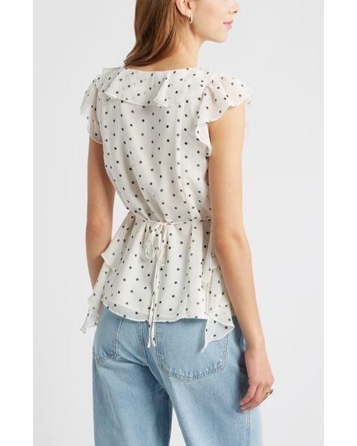 Open Edit White Chiffon Ruffle Top