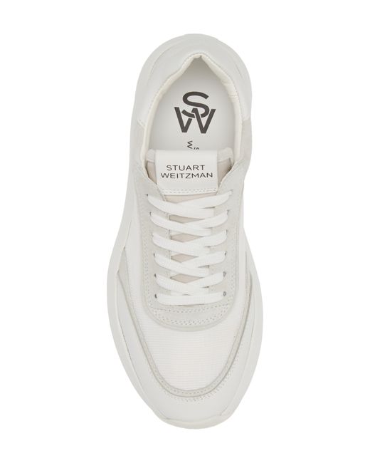 Stuart Weitzman White Glide Lace-up Sneaker