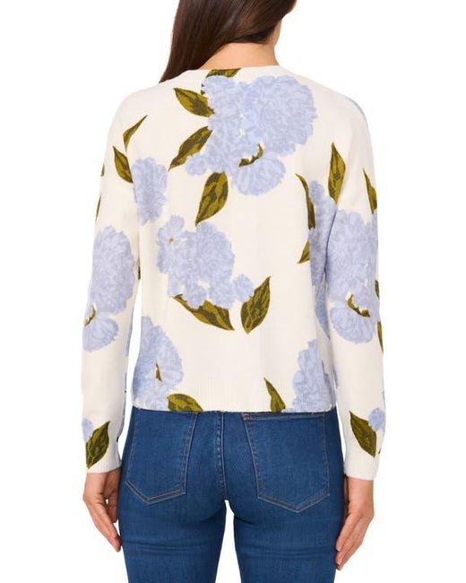 Cece Gray Hydrangea Sweater