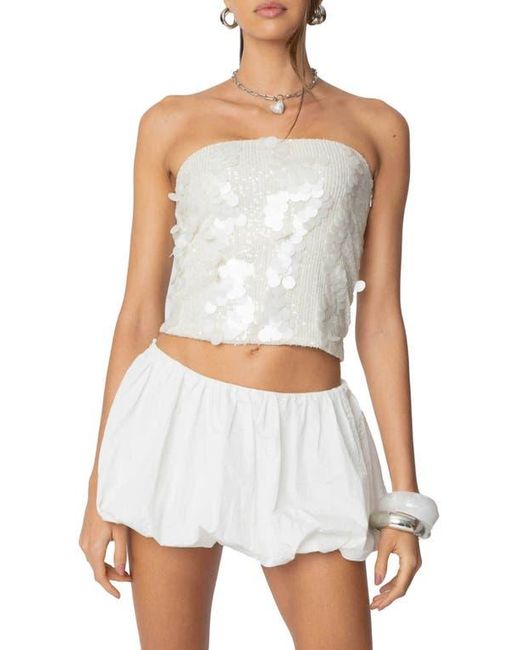 Edikted White Samara Strapless Sequin Top