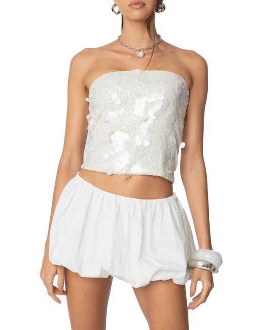 Edikted White Samara Strapless Sequin Top