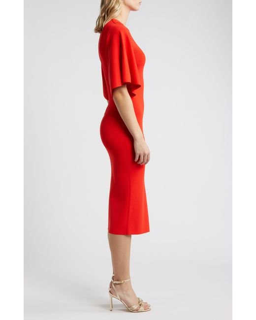 Ted Baker Red Lounia Fluted Sleeve Body-con Sweater Dress