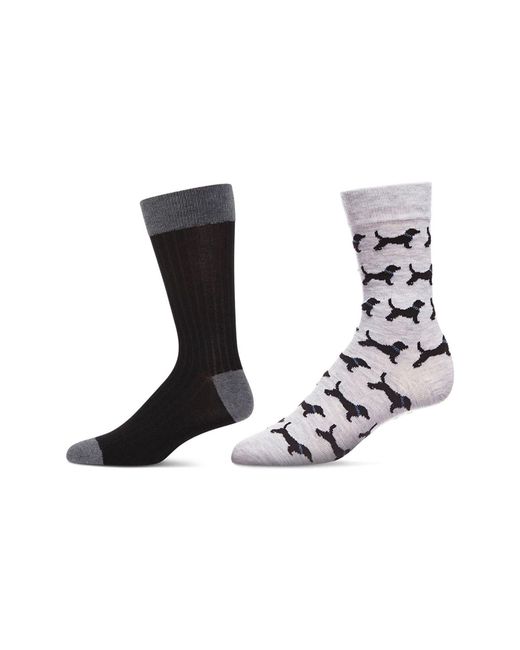 Memoi Black Assorted 2-Pack Crew Socks for men
