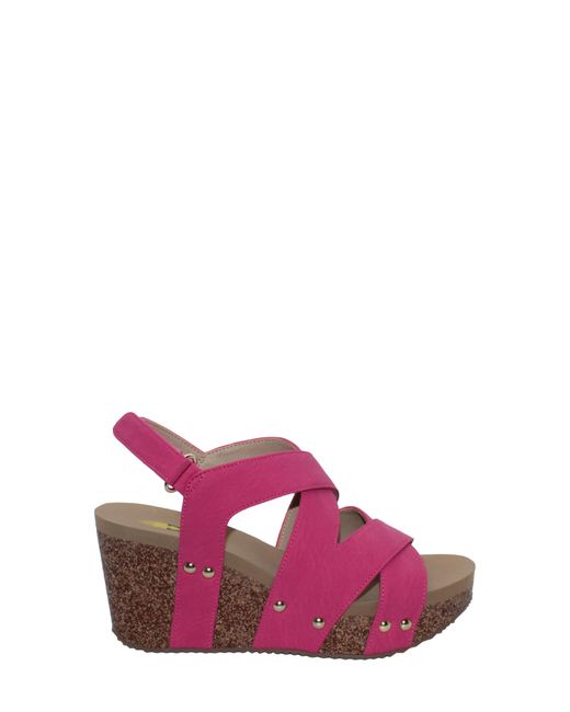 Volatile Pink Tory Crisscross Wedge Sandal