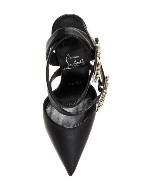 Christian Louboutin Black Giddylina Logo Buckle Pointed Toe Pump