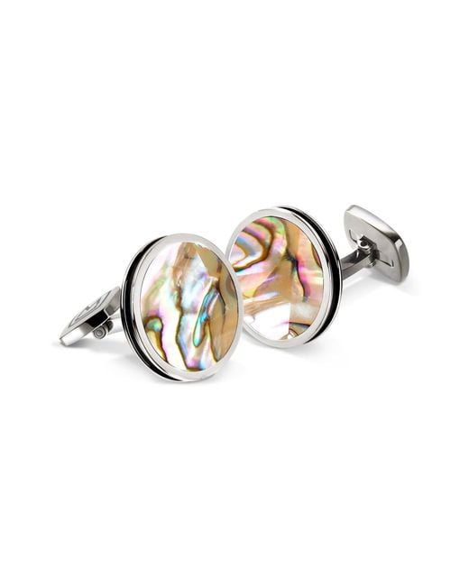 M-clip Yellow Abalone Cuff Links for men
