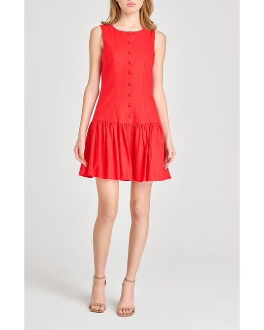 Wayf Red Martini Linen Blend Minidress