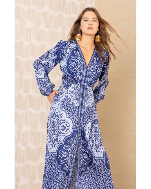 Hale Bob Blue Noor Charmeuse Dress