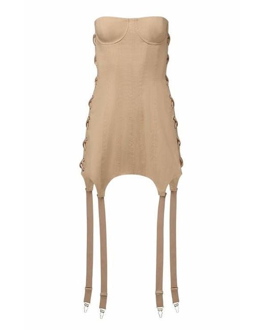 WeWoreWhat Corset Garter Mini Dress in Natural | Lyst