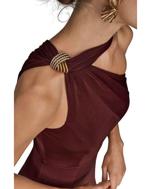 Donna Karan Purple Drape Sleeveless Side Slit Gown