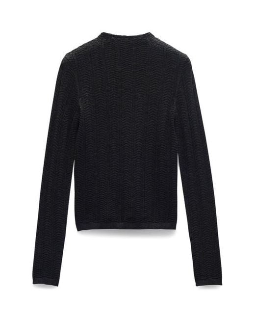 Rag & Bone Black Francesca Merino Wool Crop Sweater