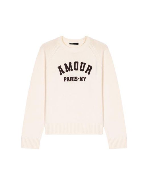 Maje White Rib Knit Sweater