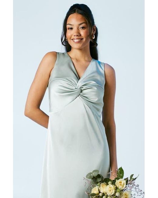 Oasis Blue Satin Bridesmaids Midi Dress