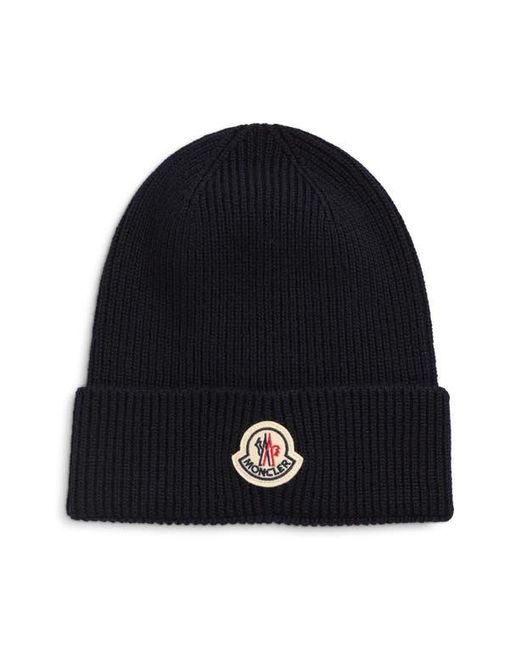 Moncler Blue Virgin Wool Rib Beanie for men
