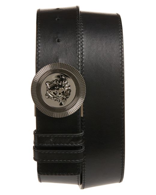 Versace Black Medusa biggie Leather Reversible Belt for men