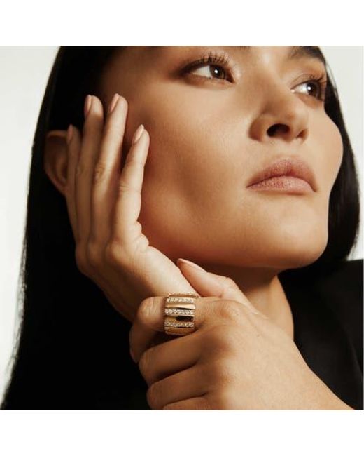Michael M Metallic Orb Diamond Ribbed Ring