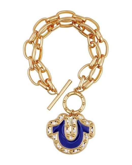 True Religion Blue Toggle Bracelet With Horseshoe Charm