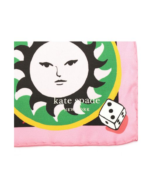 Kate Spade Pink Fortune Spinner Square Silk Scarf
