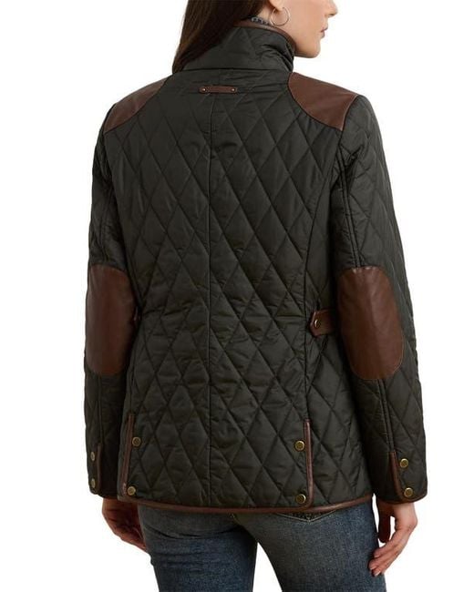 Ralph Lauren Diamond Quilted Barn Jacket With Faux Leather