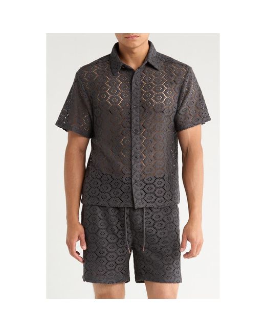 Honor The Gift Black Open Stitch Short Sleeve Button-Up Shirt for men