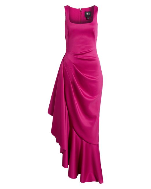 Black Halo Pink Jewel Sleeveless Gathered Evening Gown