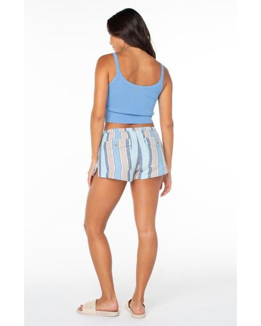 Roxy Blue Iyla Stripe Drawstring Shorts