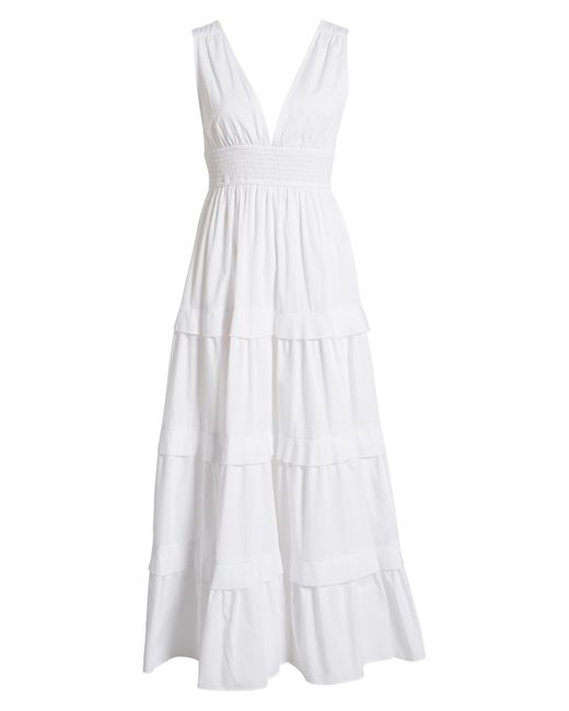 Chelsea28 White V-neck Tiered Maxi Dress