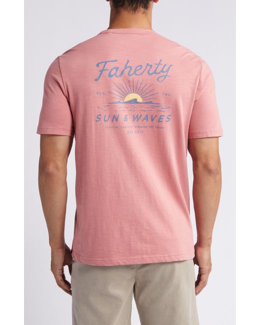 Faherty Brand Pink Sunwashed Graphic Organic Cotton T-shirt for men