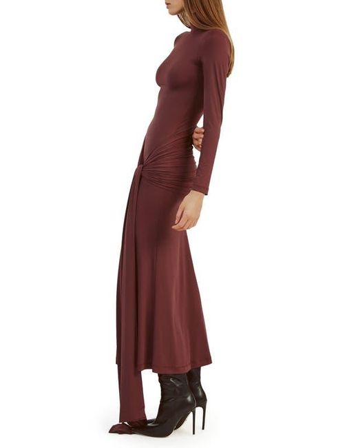 Bardot Red Alix Tie Front Long Sleeve Maxi Dress
