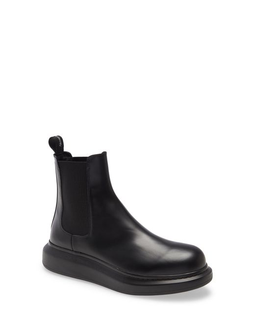 Alexander McQueen Black Platform Leather Chelsea Boots for men