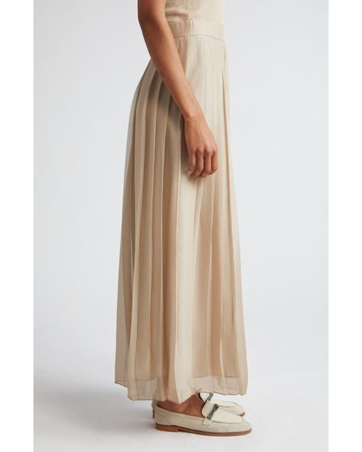 Eleventy Pleated Maxi Skirt in Natural | Lyst