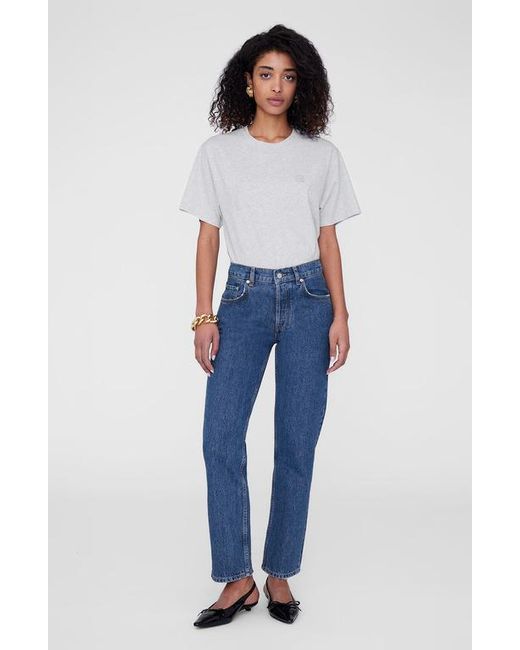 Anine Bing Blue Lili Tee Framed Monogram