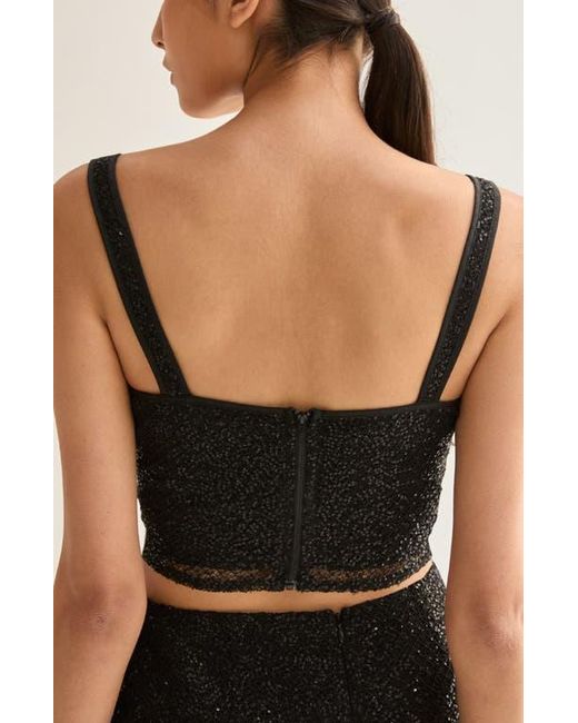 Crescent Black Beaded Crop Top