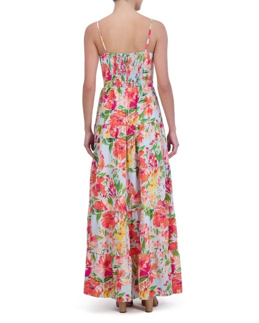 Eliza J Floral Bow Front Tiered Maxi Dress