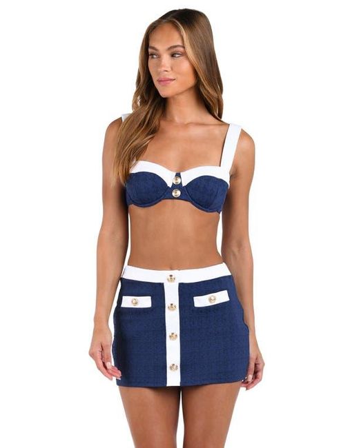 L'Agence Blue Coco Colorblock High Waist Cover-Up Skirt