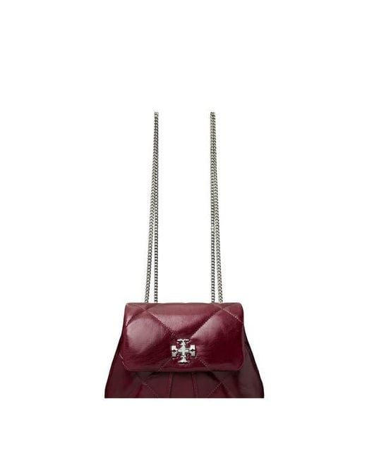 Tory Burch Red Kira Distressed Diamond Quilted Leather Backpack