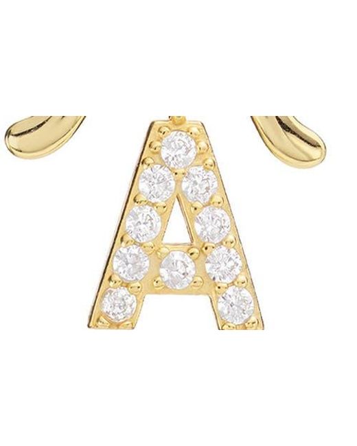 ATHRA LUXE Metallic Cubic Zirconia Bow Initial Pendant Necklace