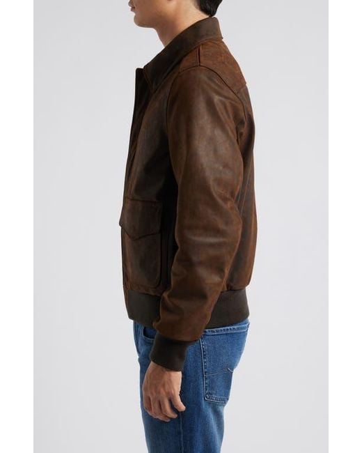 Schott Nyc Brown Lightweight Leather Flight Jacket for men