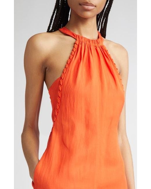 Reiss Erika Whipstitch Halter Dress in Red | Lyst