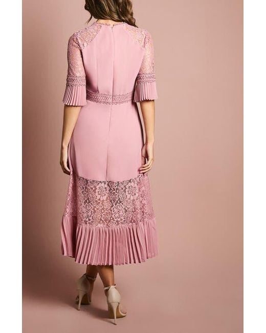 Coast Pink Lace Insert Midi Dress