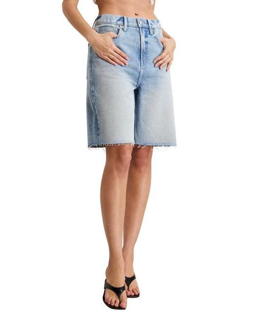 GOOD AMERICAN Blue Good Standard Raw Hem Denim Bermuda Shorts