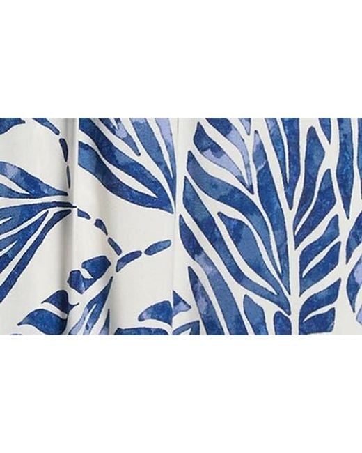 Cece Blue Leaf Print Sundress